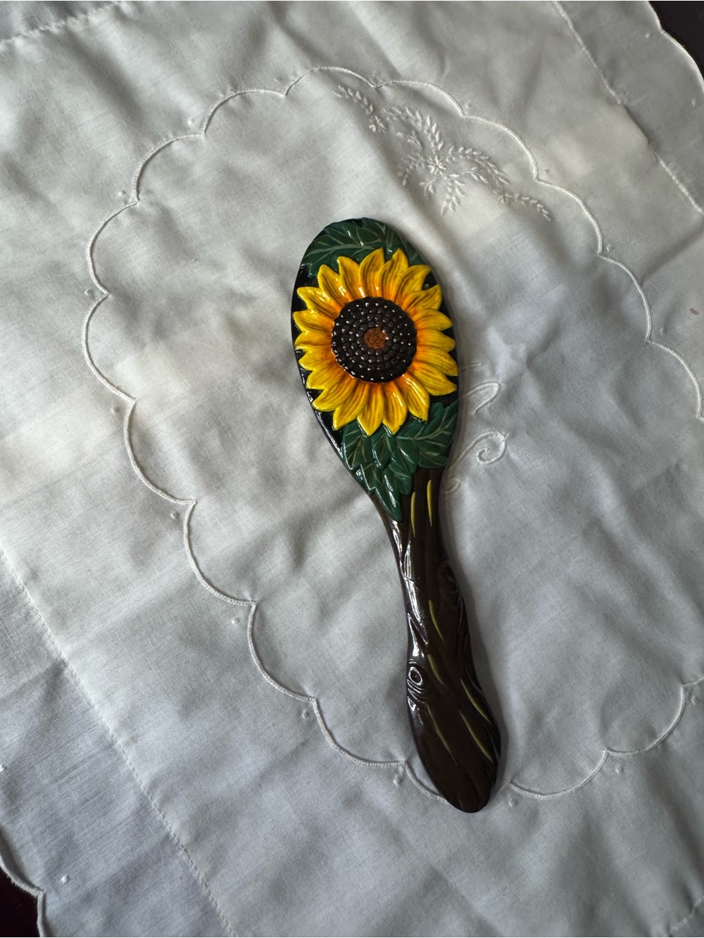 Vintage Painted Sunflower Hand Mirror | Floral Vanity Mirror | Folk Art Cot